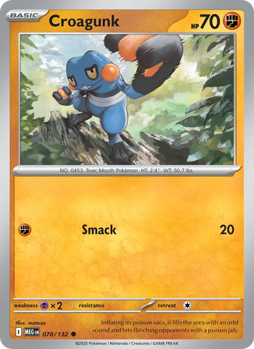Losse Pokémonkaart 078/132 - Croagunk - Mega Evolution - [Common]