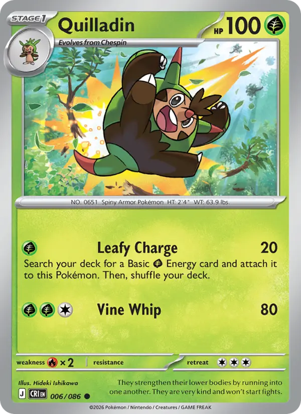 Losse Pokémonkaart 006/086 - Quilladin - Chaos Rising - [Common] - Reverse Holo