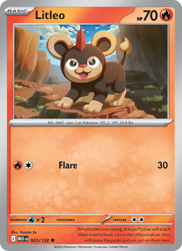 Losse Pokémonkaart 023/132 - Litleo - Mega Evolution - [Common]