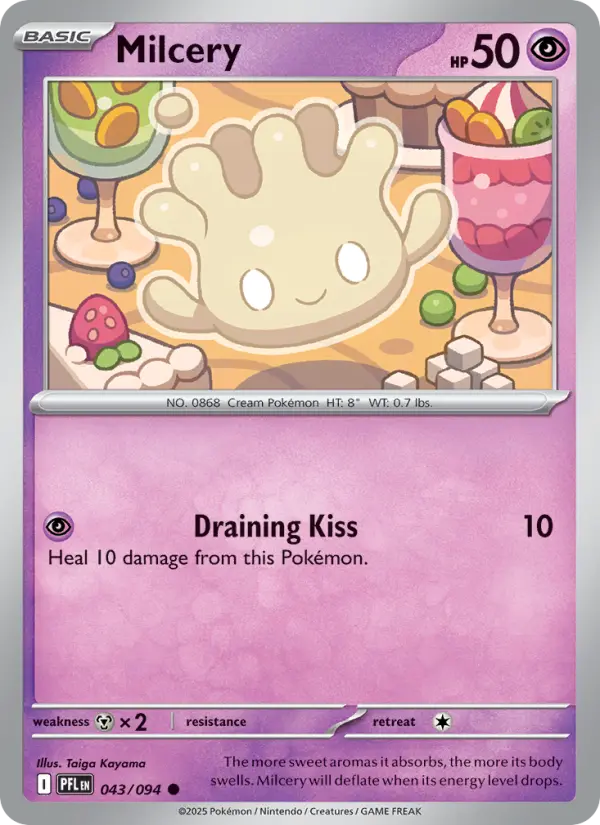 Losse Pokémonkaart 043/094 - Milcery - Phantasmal Flames - [Common]