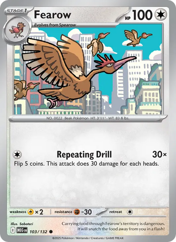 Losse Pokémonkaart 103/132 - Fearow - Mega Evolution - [Common]