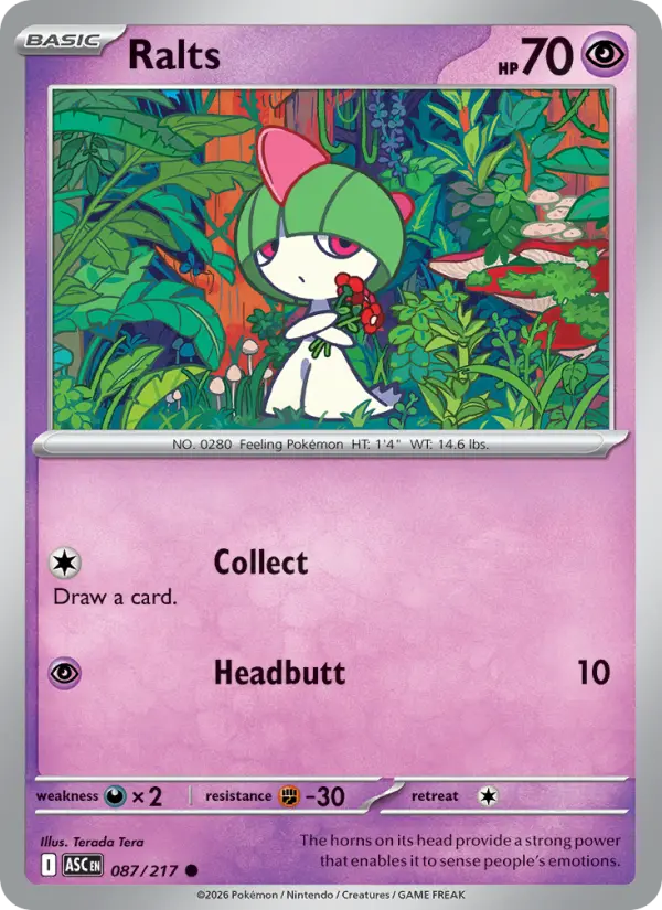 Losse Pokémonkaart 087/217 - Ralts - Ascended Heroes - [Common] - Loveball Reverse Holo
