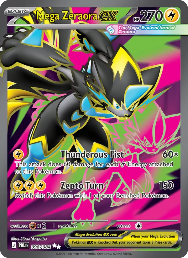 Losse Pokémonkaart 098/084 - Mega Zeraora ex - Pitch Black - [Ultra Rare]