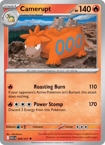 Losse Pokémonkaart 028/217 - Camerupt - Ascended Heroes - [Uncommon] - Quickball Reverse Holo