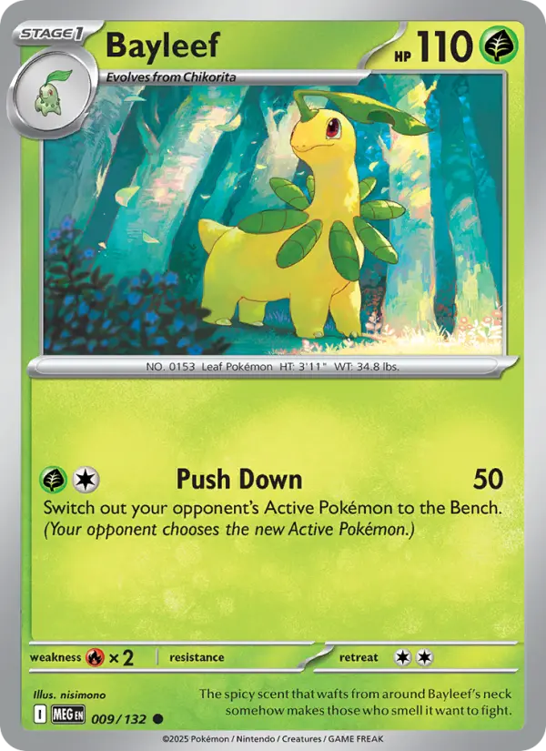 Losse Pokémonkaart 009/132 - Bayleef - Mega Evolution - [Common]