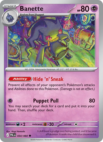 Losse Pokémonkaart 034/084 - Banette - Pitch Black - [Uncommon] - Reverse Holo