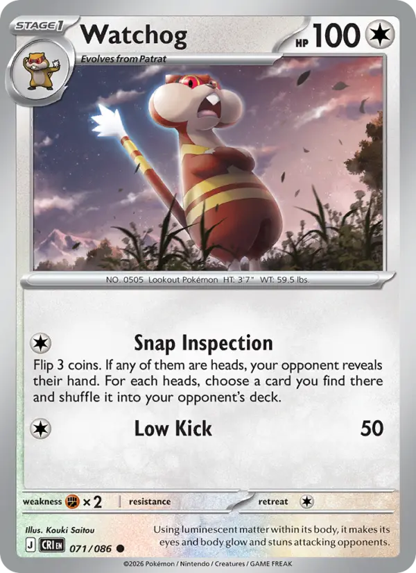 Losse Pokémonkaart 071/086 - Watchog - Chaos Rising - [Common]