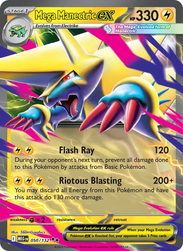 Losse Pokémonkaart 050/132 - Mega Manectric ex - Mega Evolution - [Double rare]