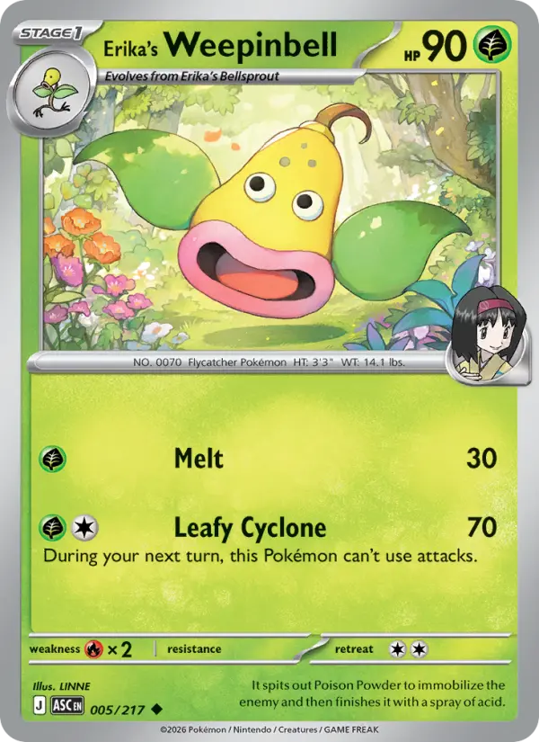 Losse Pokémonkaart 005/217 - Erika's Weepinbell - Ascended Heroes - [Uncommon] - Energy Reverse Holo