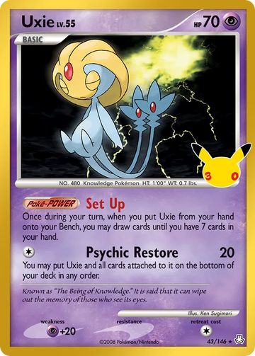 Losse Pokémonkaart 43/146 - Uxie - 30th Celebration: Classic Collection - [Classic Collection]