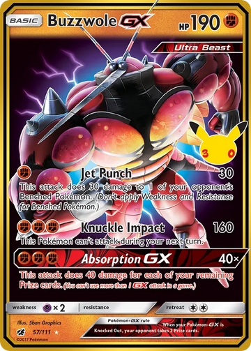 Losse Pokémonkaart 57/111 - Buzzwole GX - 30th Celebration: Classic Collection - [Classic Collection]
