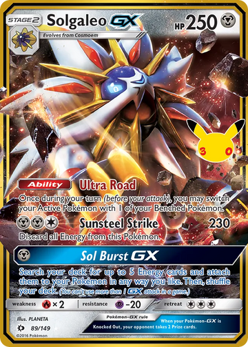 Losse Pokémonkaart 89/149 - Solgaleo GX - 30th Celebration: Classic Collection - [Classic Collection]