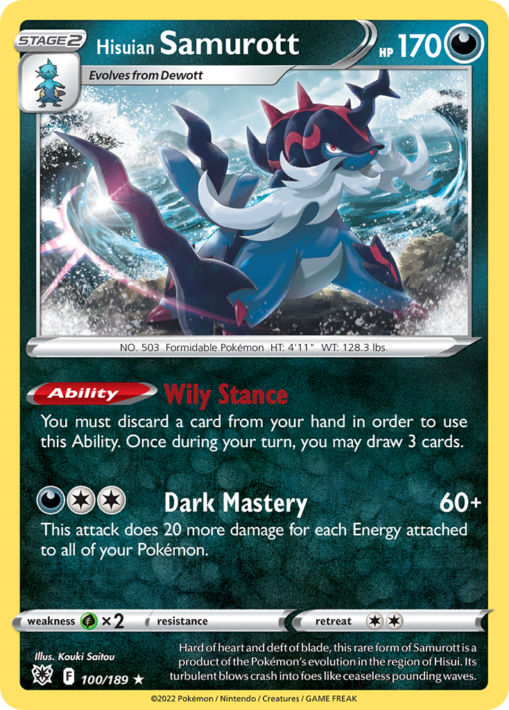 100/189 - Hisuian Samurott - Reverse Holo - [Rare Holo]