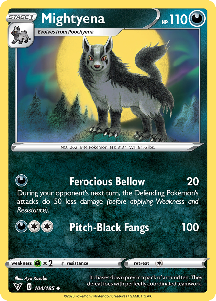 Pokémonkaart 104/185 - Mightyena - Vivid Voltage - [Uncommon]