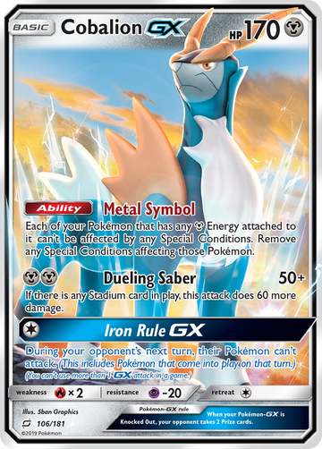 106/181 - Cobalion-GX - [Rare Holo GX]