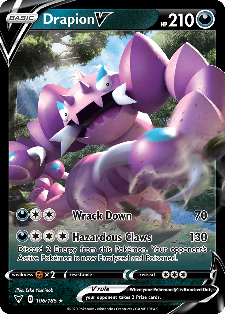 Pokémonkaart 106/185 - Drapion V - Vivid Voltage - [Rare Holo V]