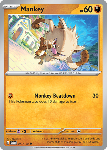 107/198 - Mankey - [Common] - Reverse Holo