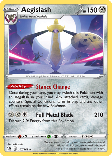 107/163 - Aegislash - [Rare Holo] - Reverse Holo