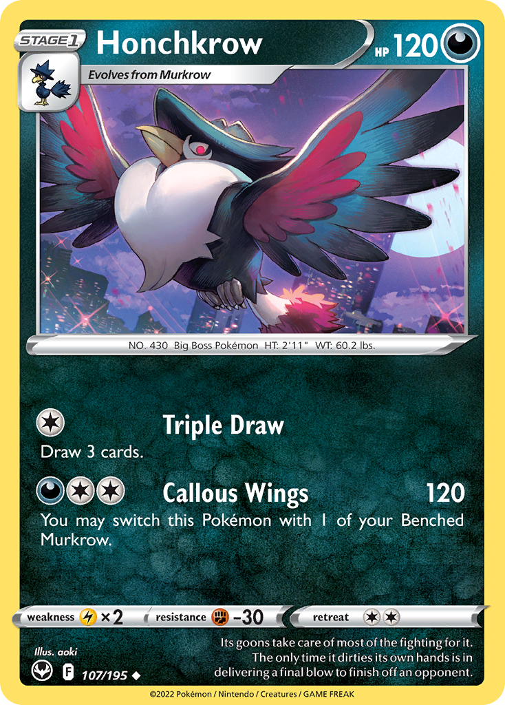 107/195 - Honchkrow - [Uncommon] - Reverse Holo