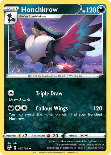 107/195 - Honchkrow - [Uncommon] - Reverse Holo