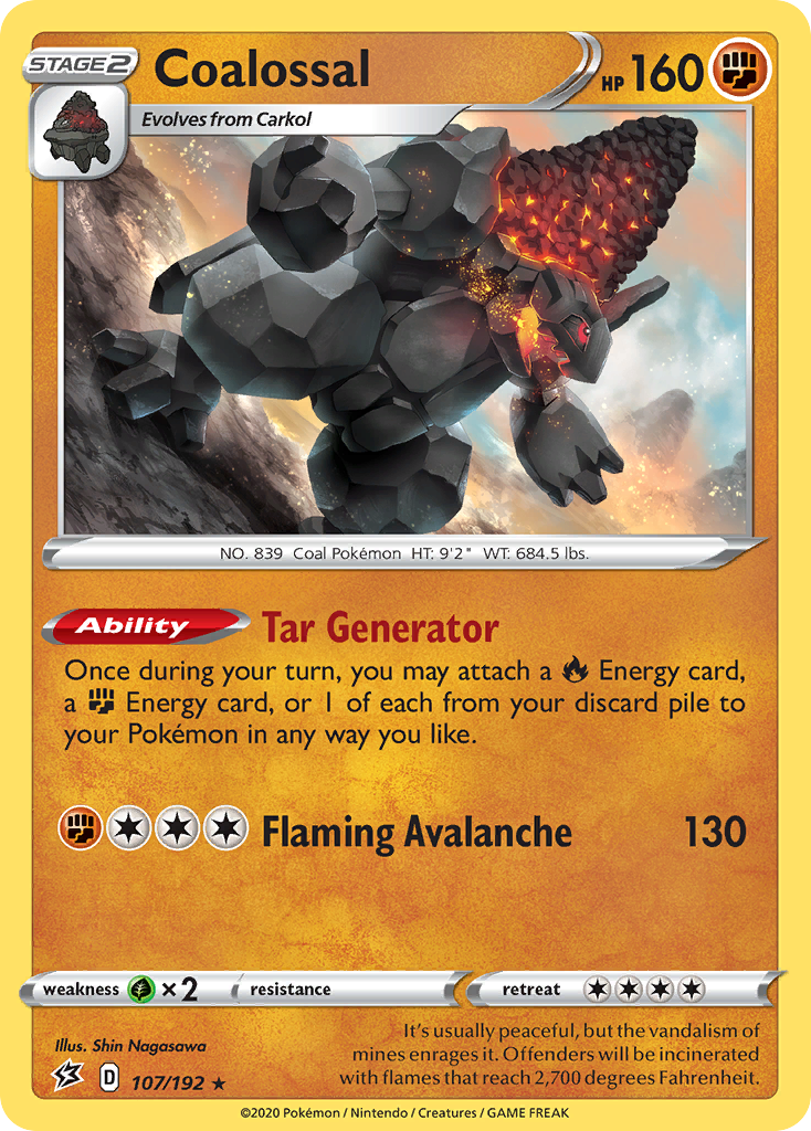 Pokémonkaart 107/192 - Coalossal - Rebel Clash - [Rare Holo]