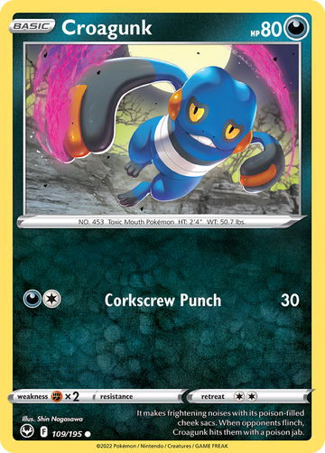 109/195 - Croagunk - [Common] - Reverse Holo