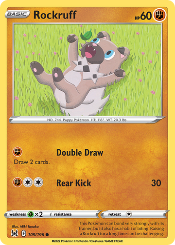 109/196 - Rockruff - Reverse Holo - [Common]