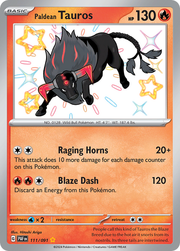 111/091 - Paldean Tauros - [Shiny Rare]