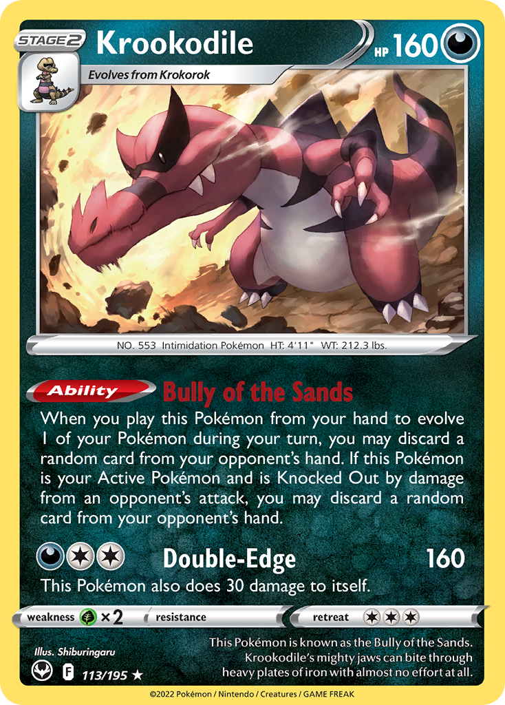 113/195 - Krookodile - [Rare Holo] - Reverse Holo