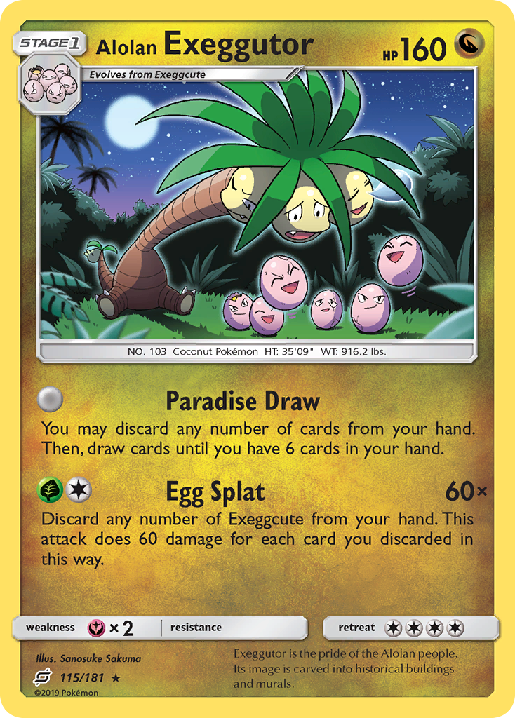 Pokémonkaart 115/181 - Alolan Exeggutor - Team Up - [Rare]