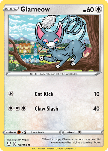 115/163 - Glameow - Reverse Holo - [Common]