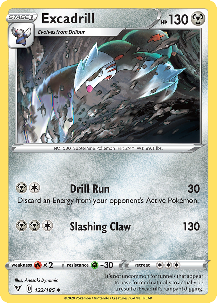 Pokémonkaart 122/185 - Excadrill - Vivid Voltage - [Uncommon]