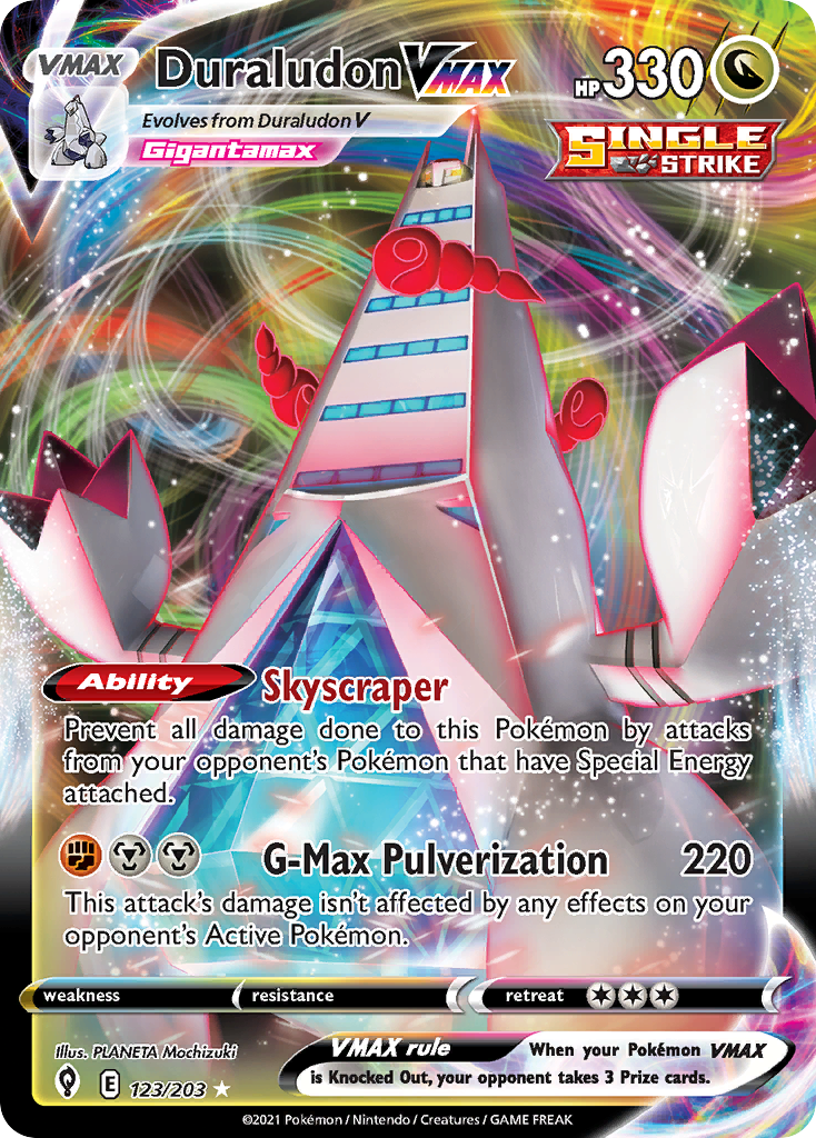 Pokémonkaart 123/203 - Duraludon VMAX - Evolving Skies - [Rare Holo VMAX]