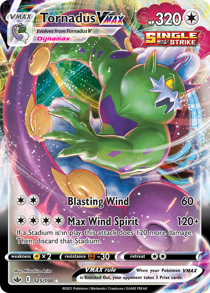 Pokémonkaart 125/198 - Tornadus VMAX - Chilling Reign - [Rare Holo VMAX]