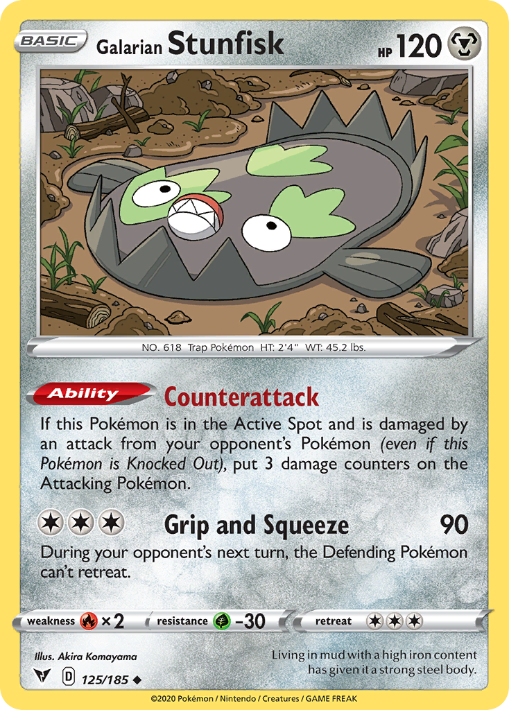 Pokémonkaart 125/185 - Galarian Stunfisk - Vivid Voltage - [Uncommon]