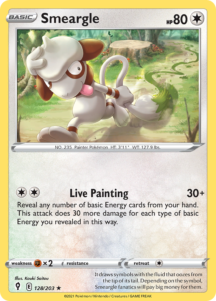 Pokémonkaart 128/203 - Smeargle - Evolving Skies - [Rare]