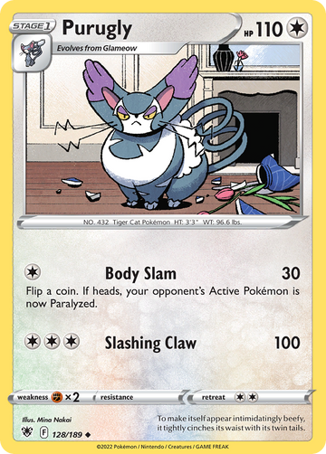 128/189 - Purugly - Reverse Holo - [Uncommon]