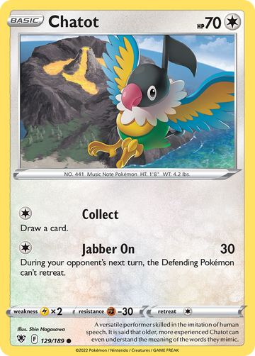 129/189 - Chatot - Reverse Holo - [Common]