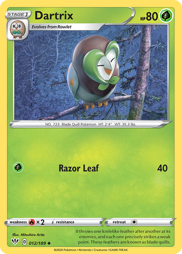 012/189 - Dartrix - Reverse Holo - [Uncommon]