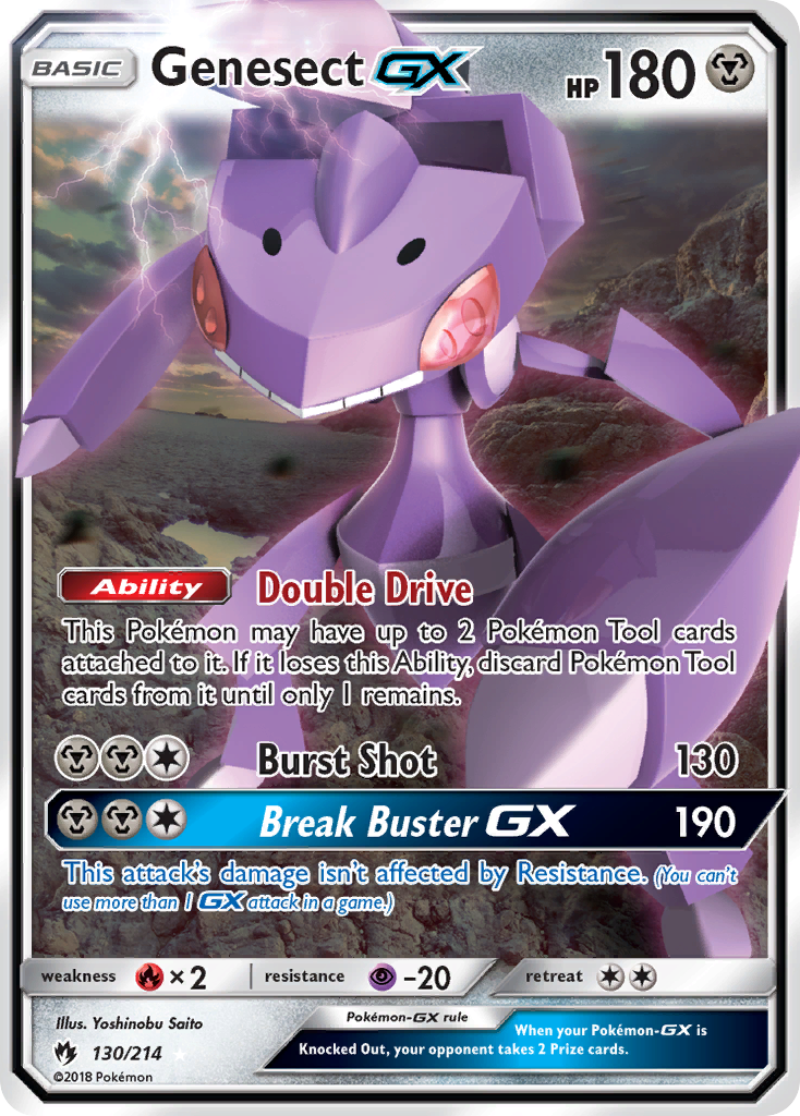 Pokémonkaart 130/214 - Genesect-GX - Lost Thunder - [Rare Holo GX]