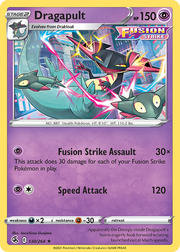 Pokémonkaart 130/264 - Dragapult - Fusion Strike - [Rare Holo]