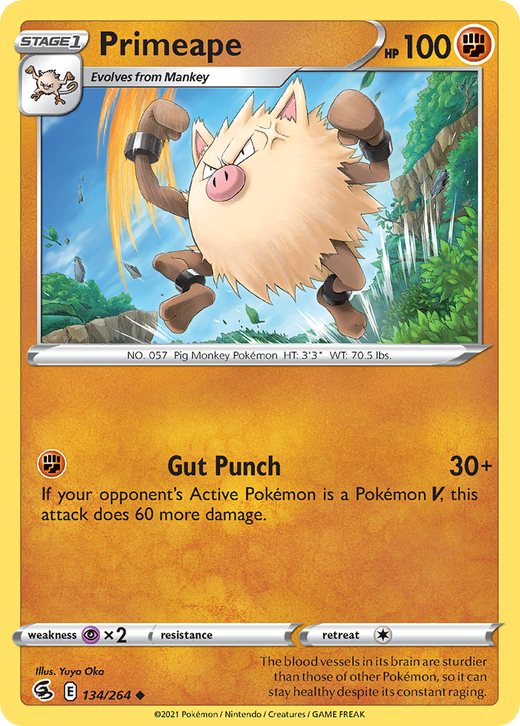 Pokémonkaart 134/264 - Primeape - Fusion Strike - [Uncommon]