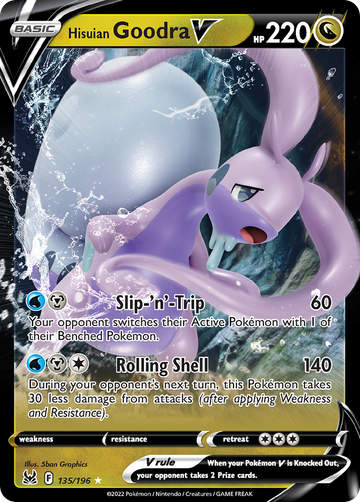 135/196 - Hisuian Goodra V - [Rare Holo V]