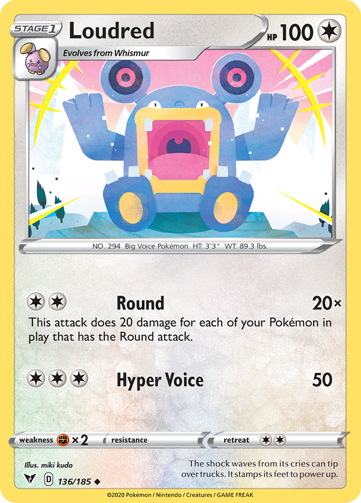 Pokémonkaart 136/185 - Loudred - Vivid Voltage - [Uncommon]