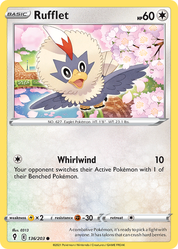 136/203 - Rufflet - Reverse Holo - [Common]