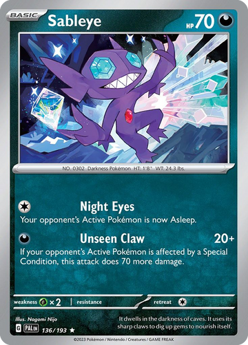 136/193 - Sableye - [Rare] - Reverse Holo