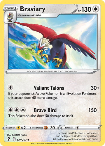 137/203 - Braviary - Reverse Holo - [Uncommon]