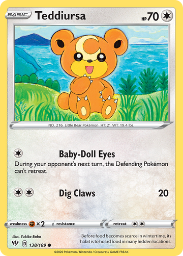 138/189 - Teddiursa - [Common] - Reverse Holo