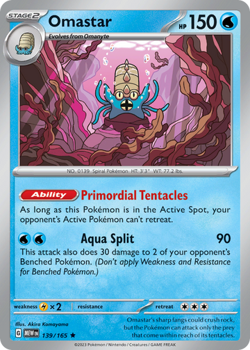 139/165 - Omastar - [Rare] - Reverse Holo