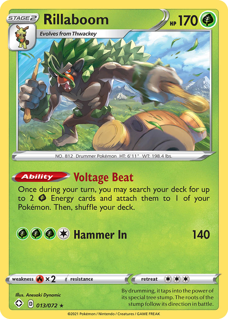 Pokémonkaart 013/072 - Rillaboom - Shining Fates - [Rare Holo]